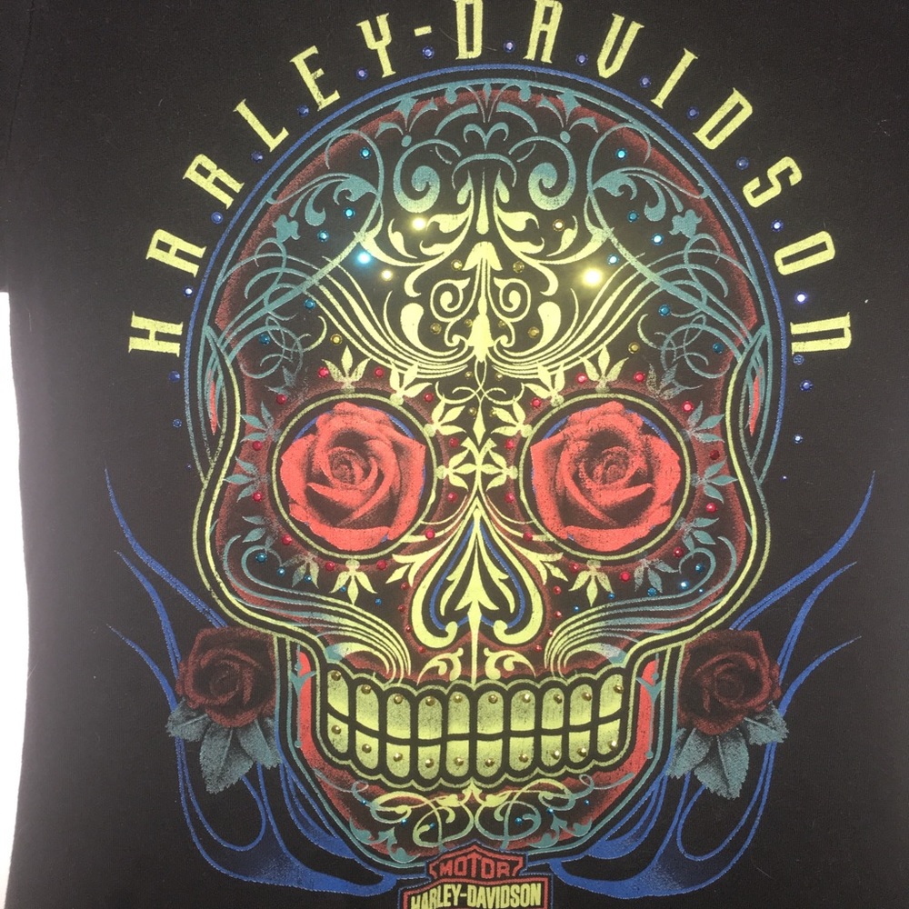 Harley Davidson Sugar Skull Fitted T-Shirt